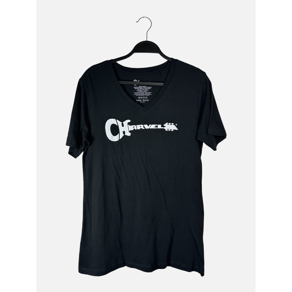 Charvel Guitars Graphic T-Shirt Mens Large Black V-Neck Short Sleeve Cotton Tee